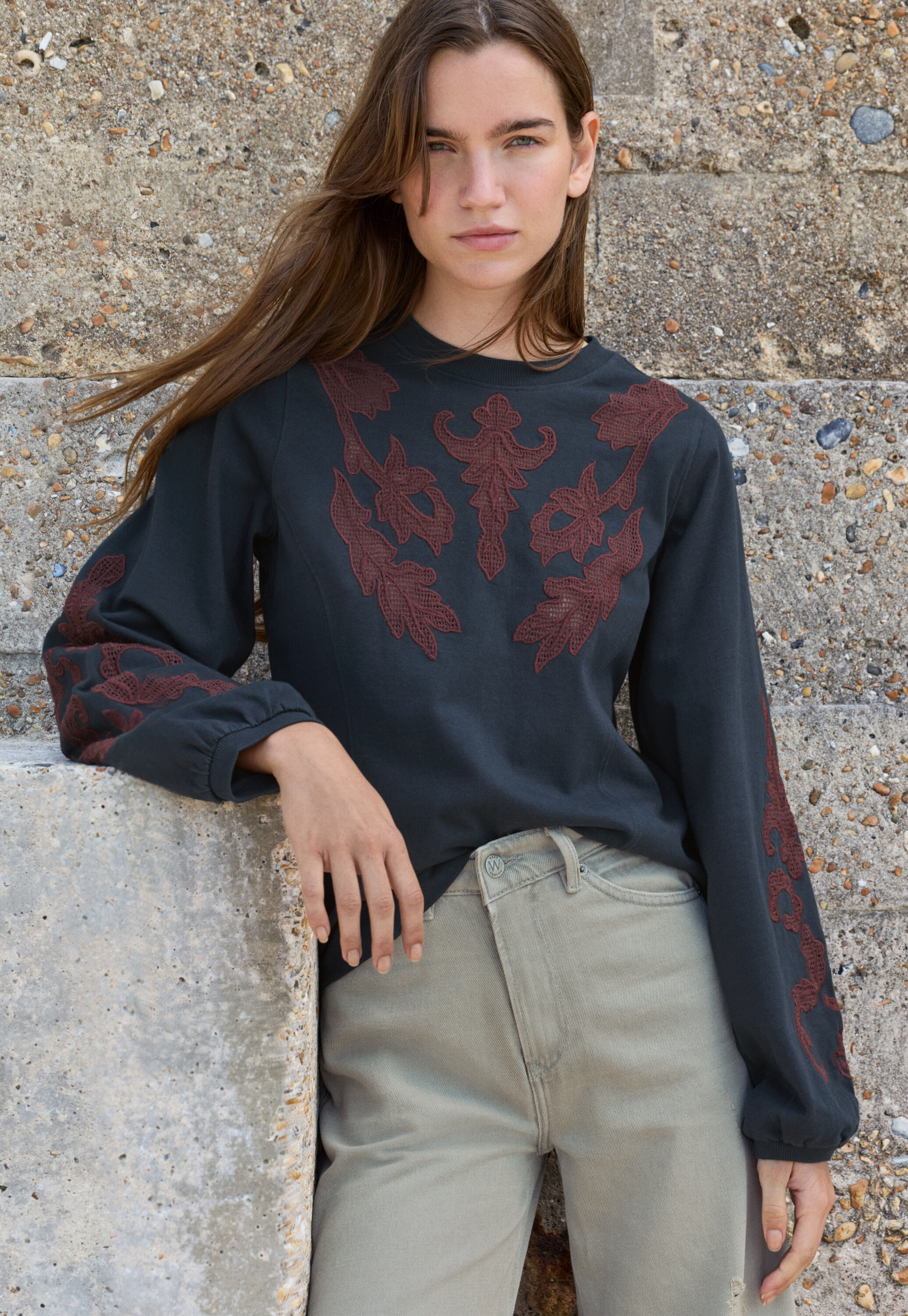 Sweatshirt mit Spitze