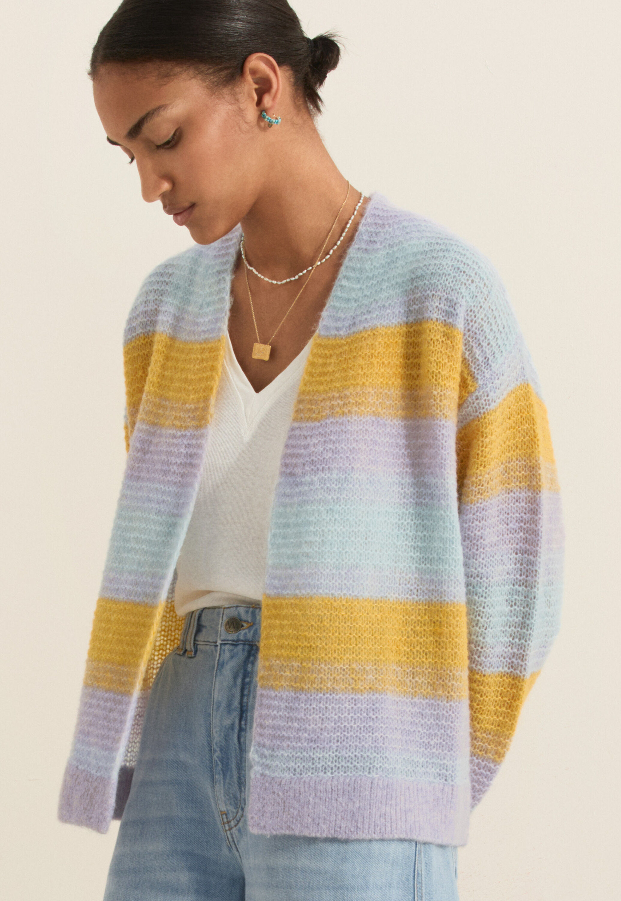 Cardigan mit Zopfmuster
