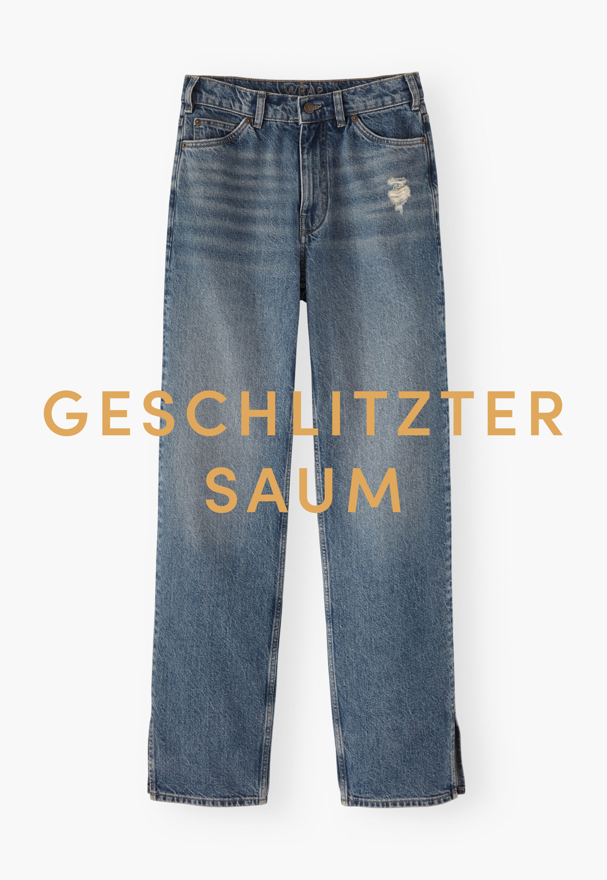 Jeans mit geschlitztem Saum