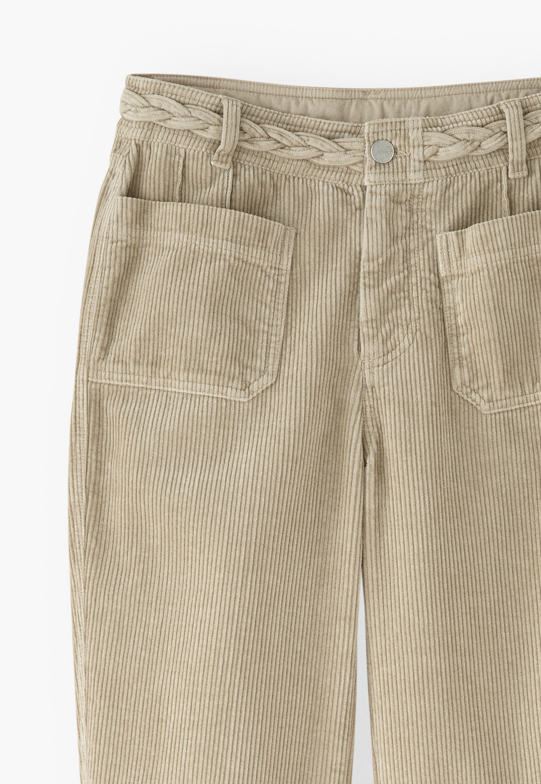 Cordhose mit geflochtenem Detail, Rehbraun, large