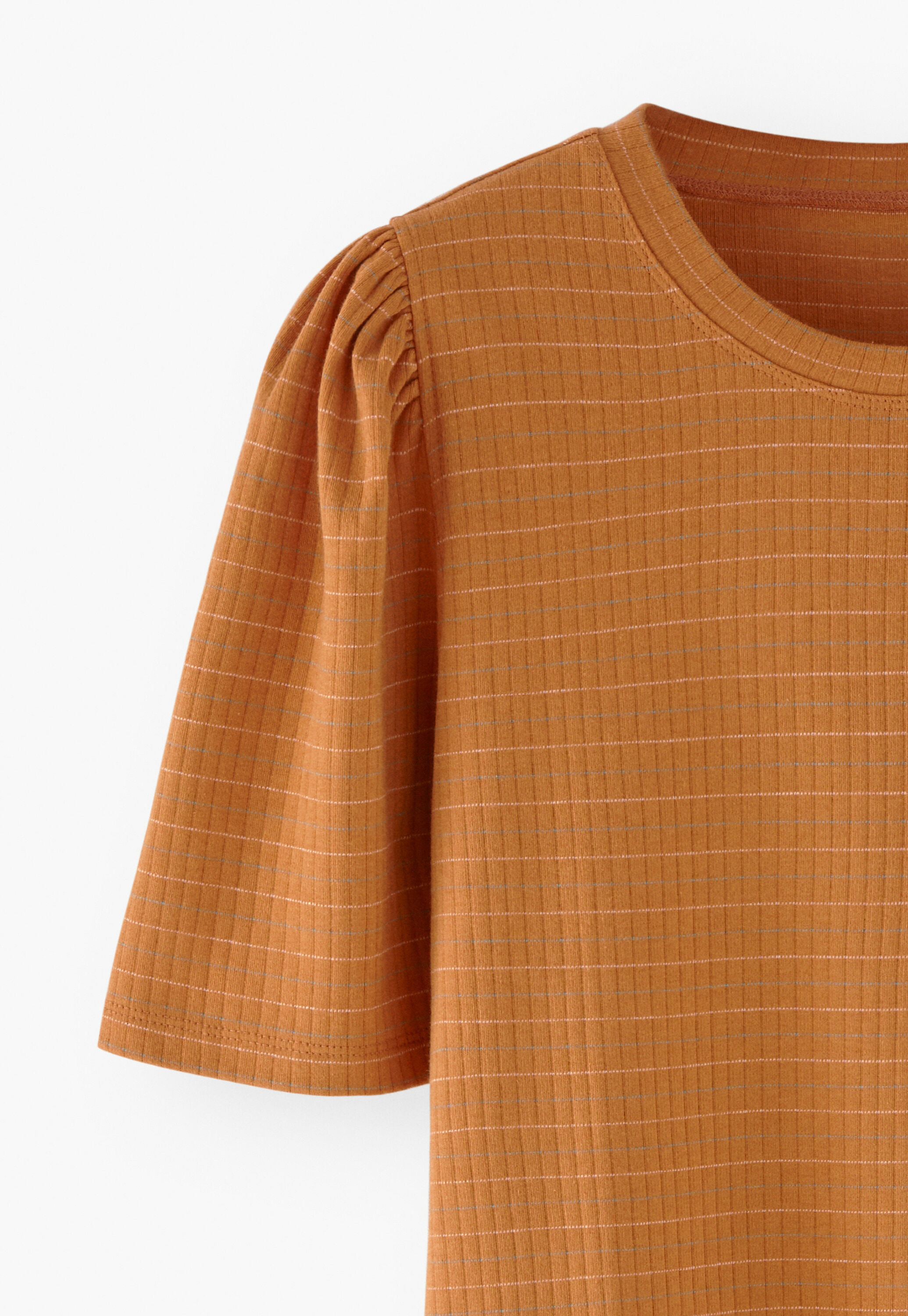 T-Shirt mit Puff&auml;rmeln, Ingwer, large