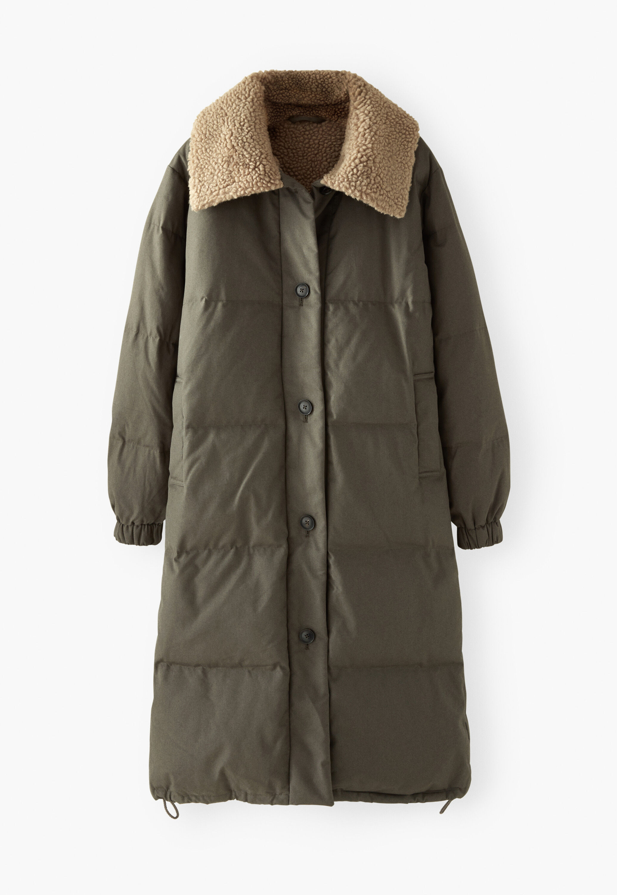Gesteppter langer Mantel, Dunkles Khaki, large