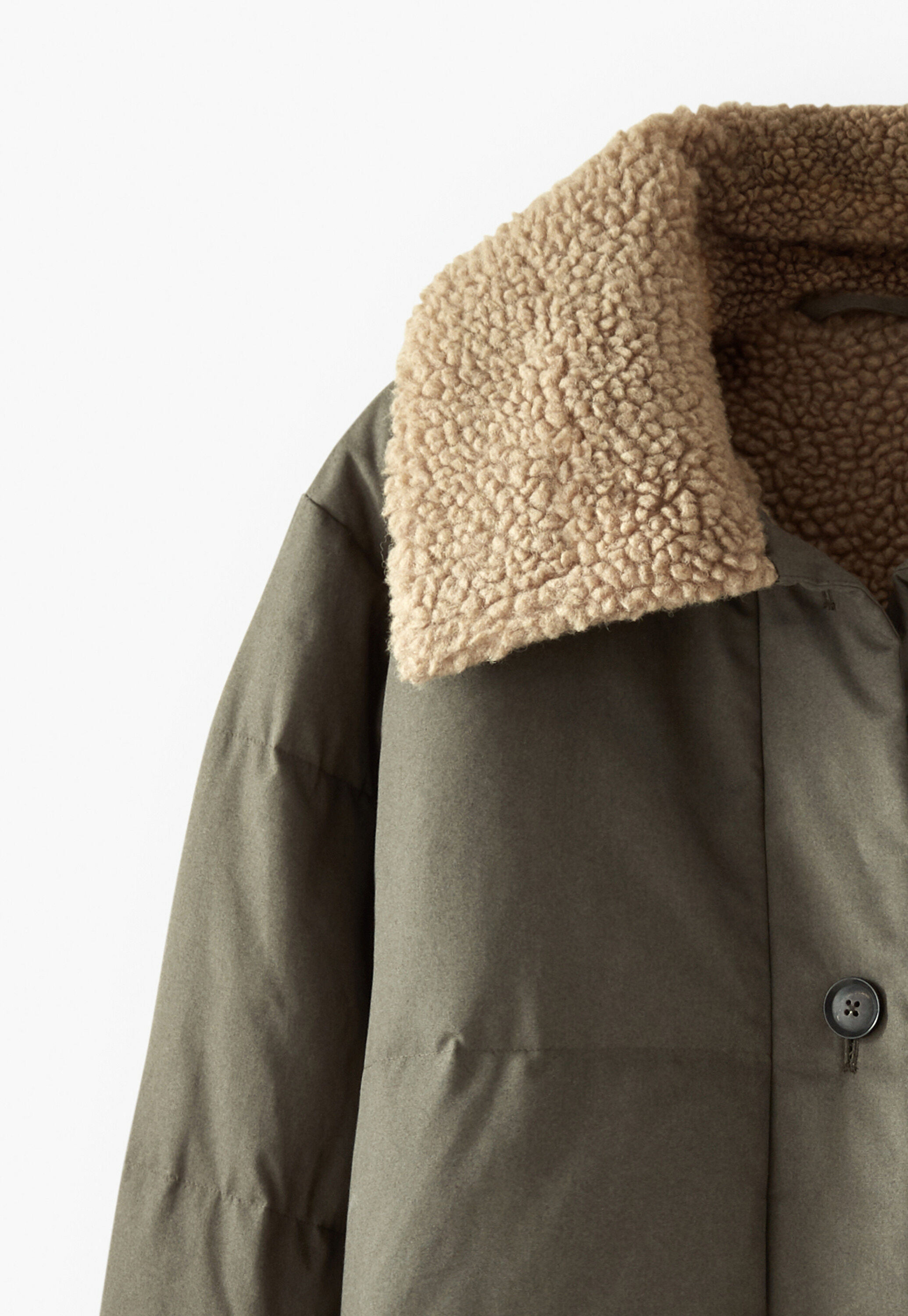 Gesteppter langer Mantel, Dunkles Khaki, large
