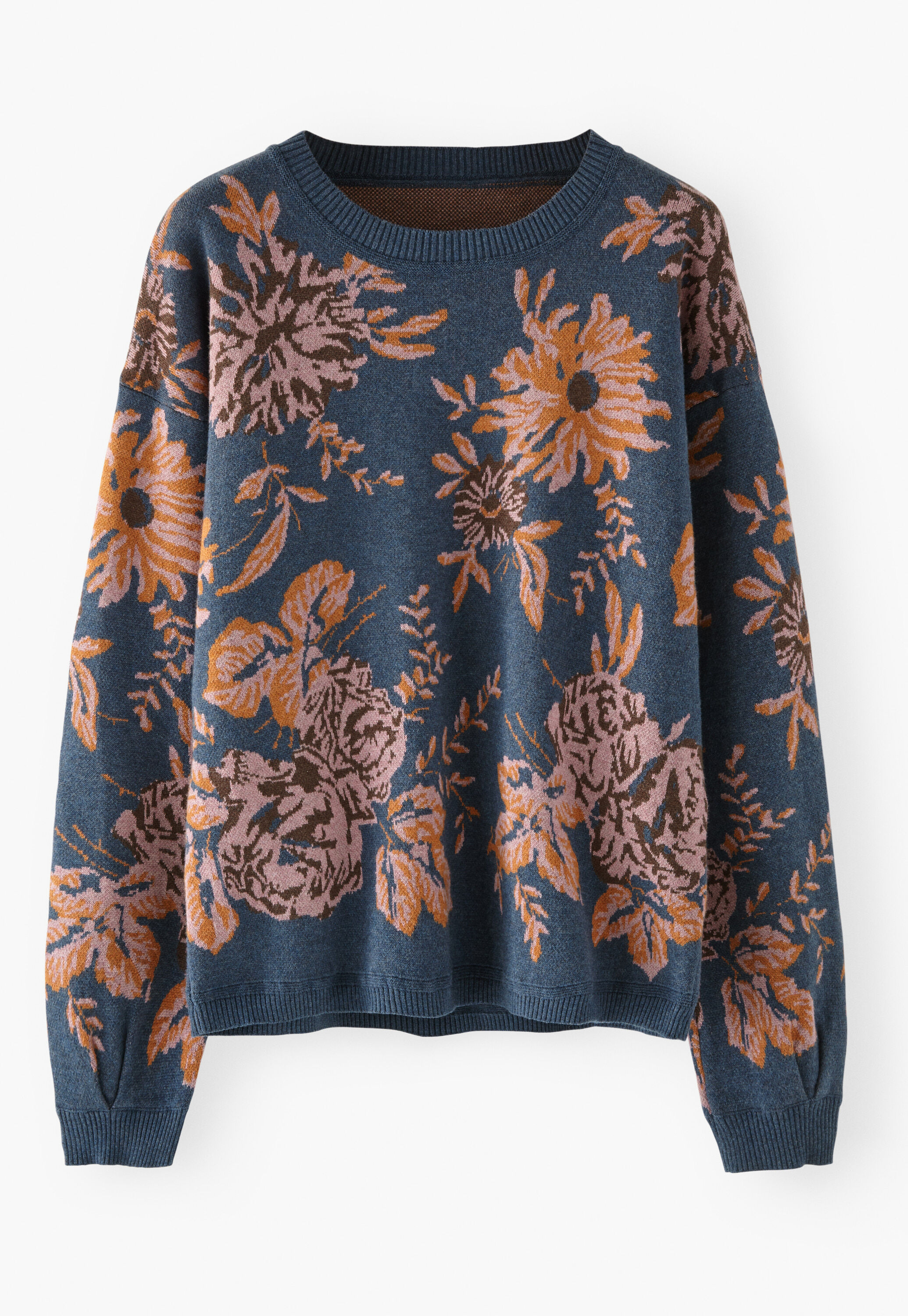 Jacquard-Pullover, Indigo/Ingwer, large