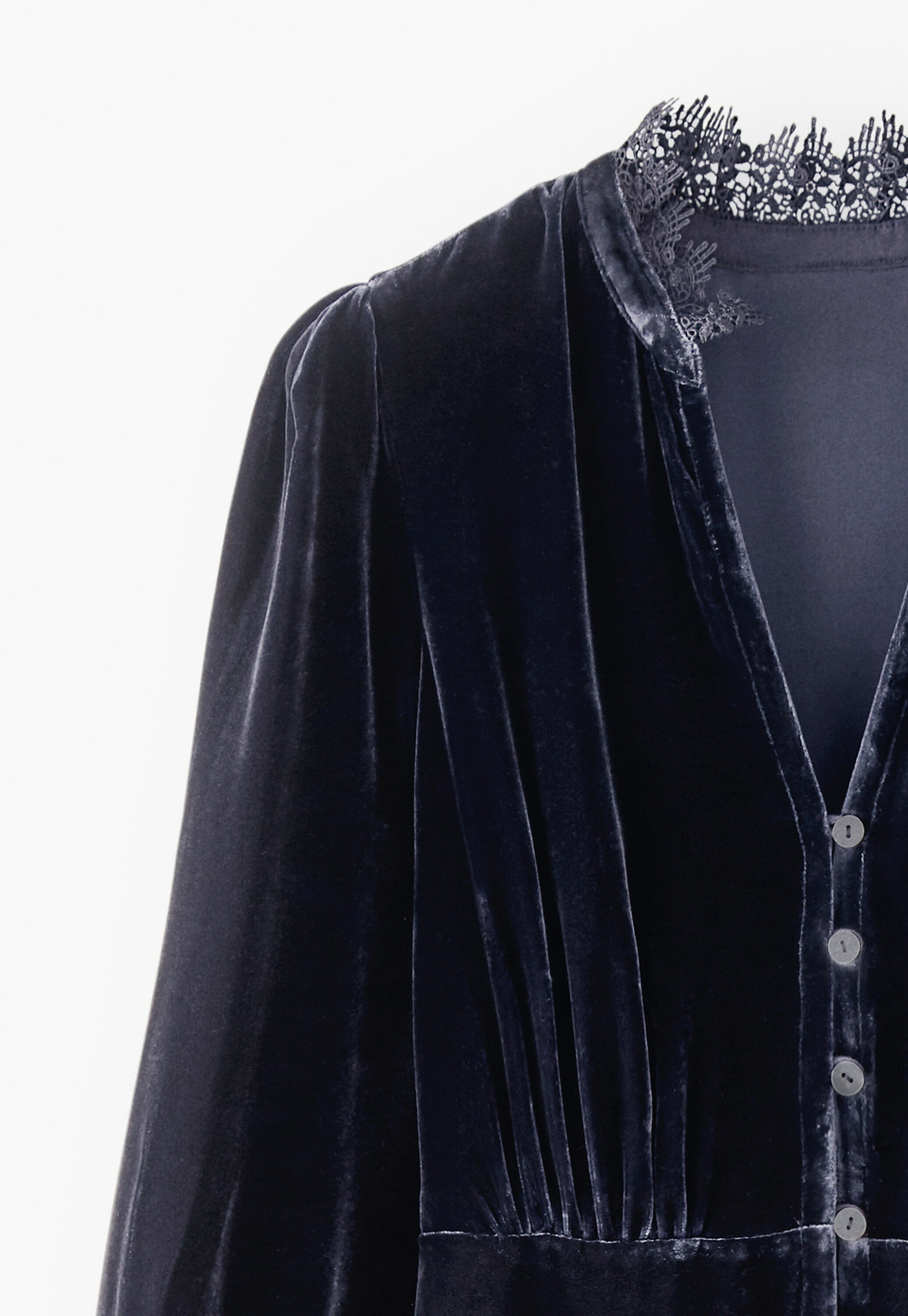 Samtkleid mit Spitze, Mitternacht, large