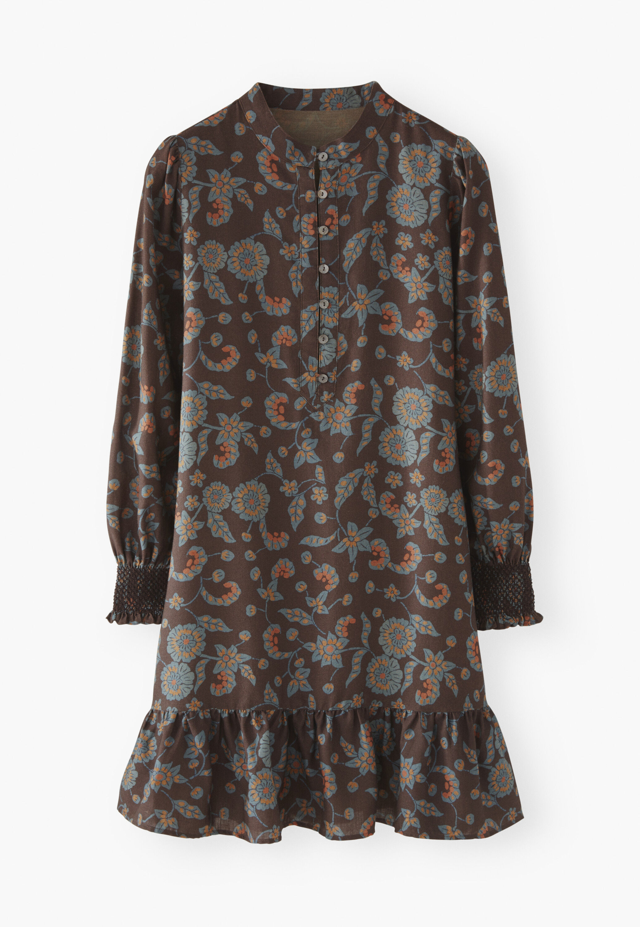Kleid mit Print, Schokolade/Denim, large