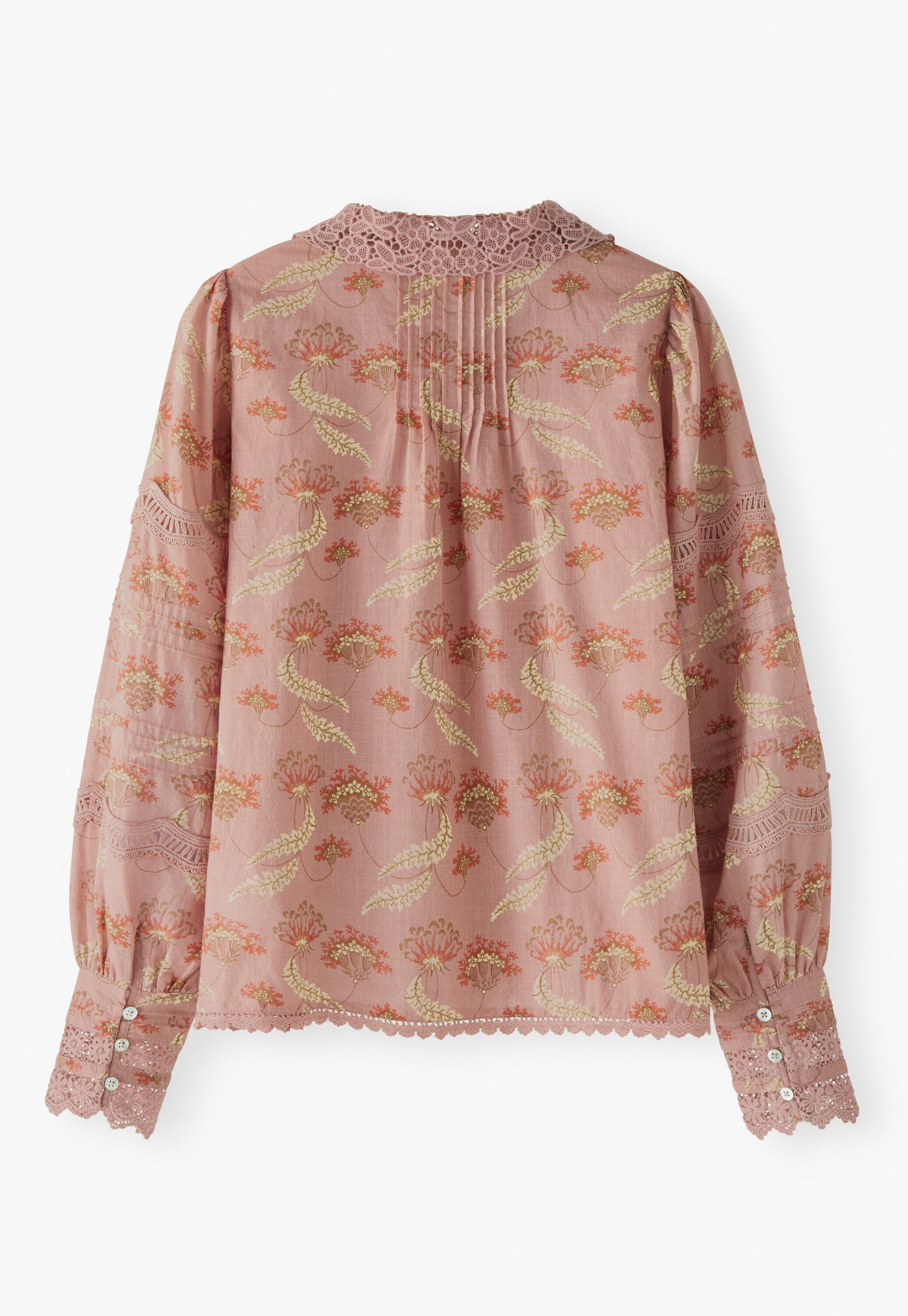 Print-Bluse mit Spitze, Rauchiges Ros&eacute;, large