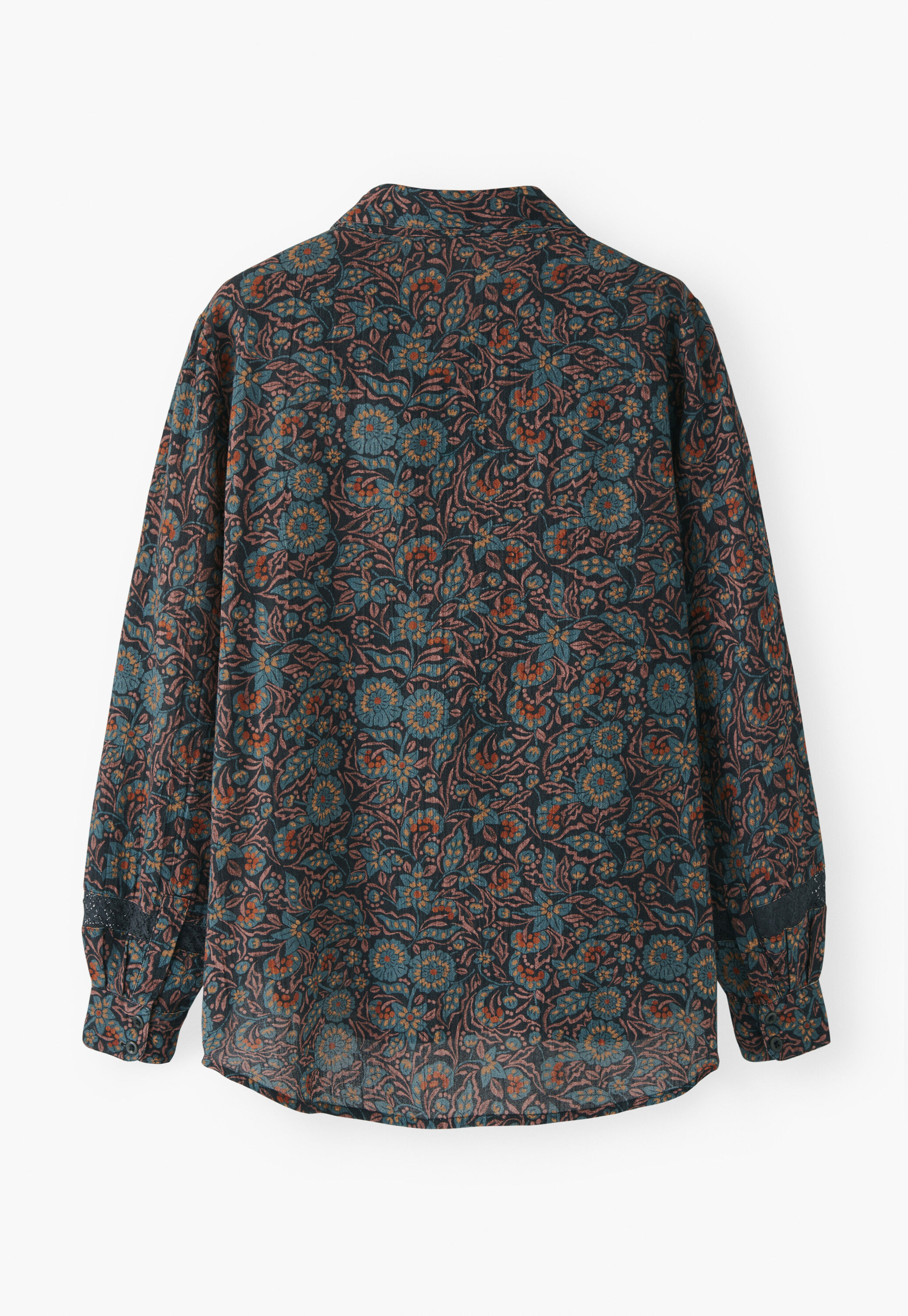 Print-Bluse, Indigo/Koralle, large