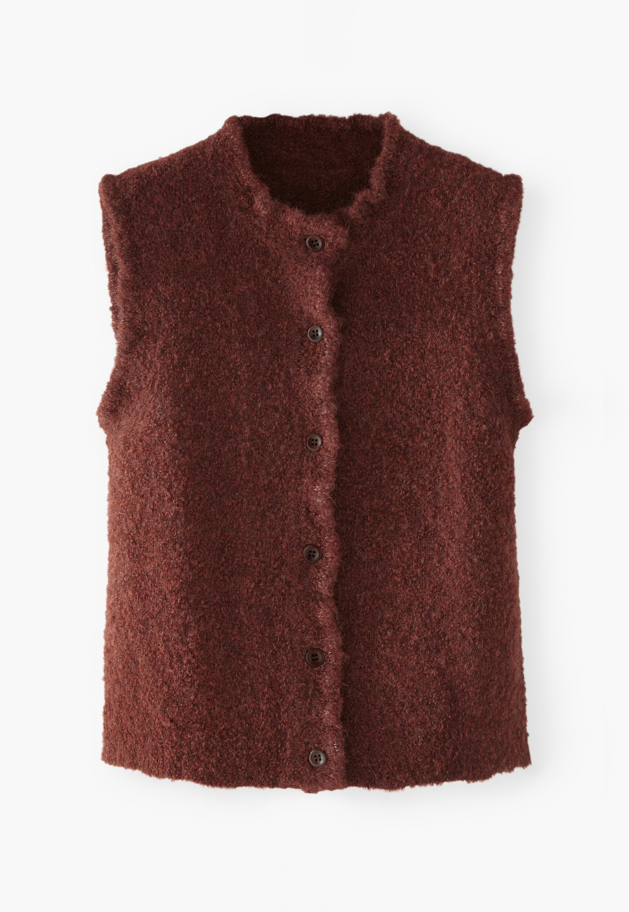 Strickweste mit Volantkante, Wein meliert, large