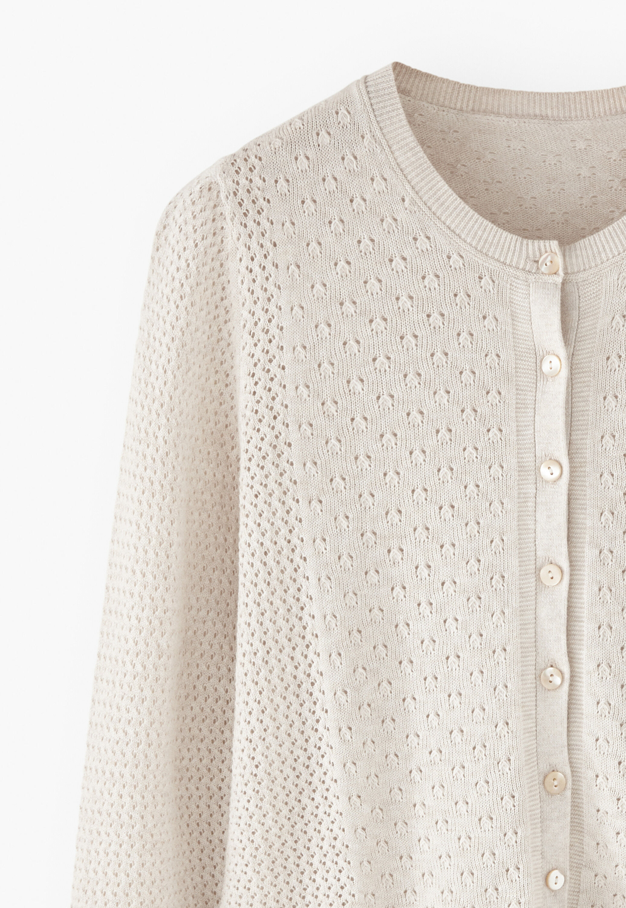 Cardigan mit Spitzenmuster, Off-White, large