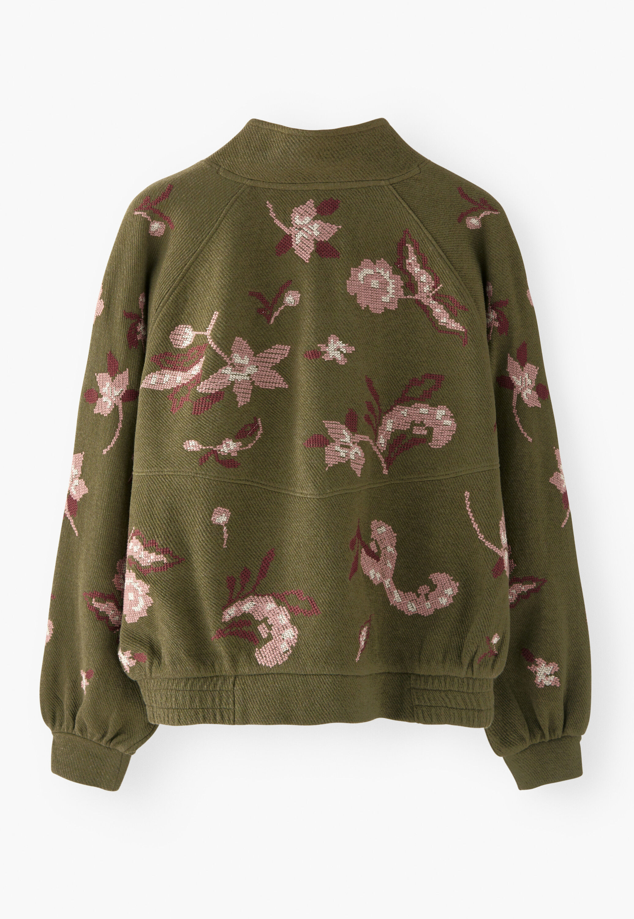 Besticktes Sweatshirt, Warmes Oliv, large