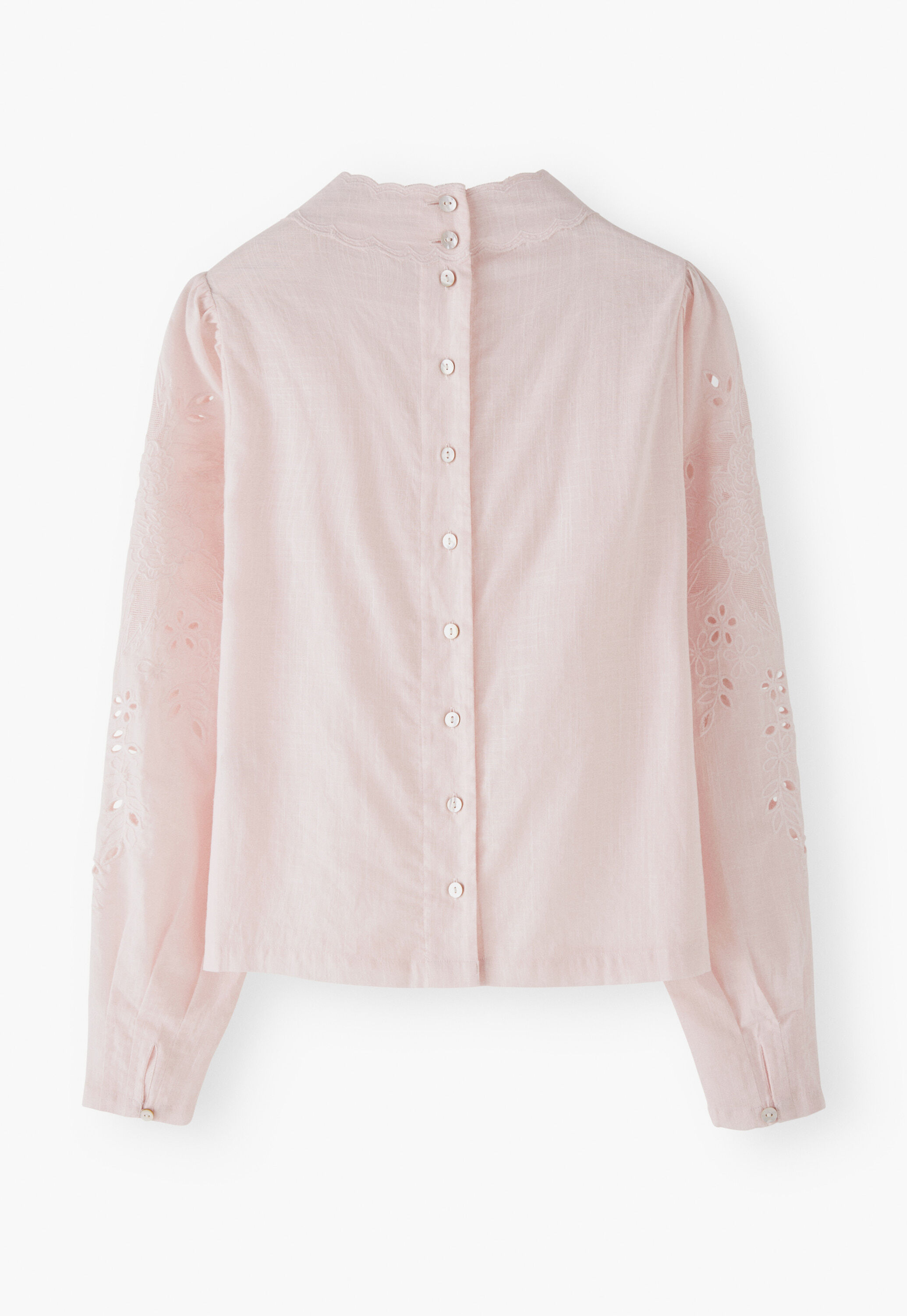 Bestickte Bluse, Pastellrosa, large
