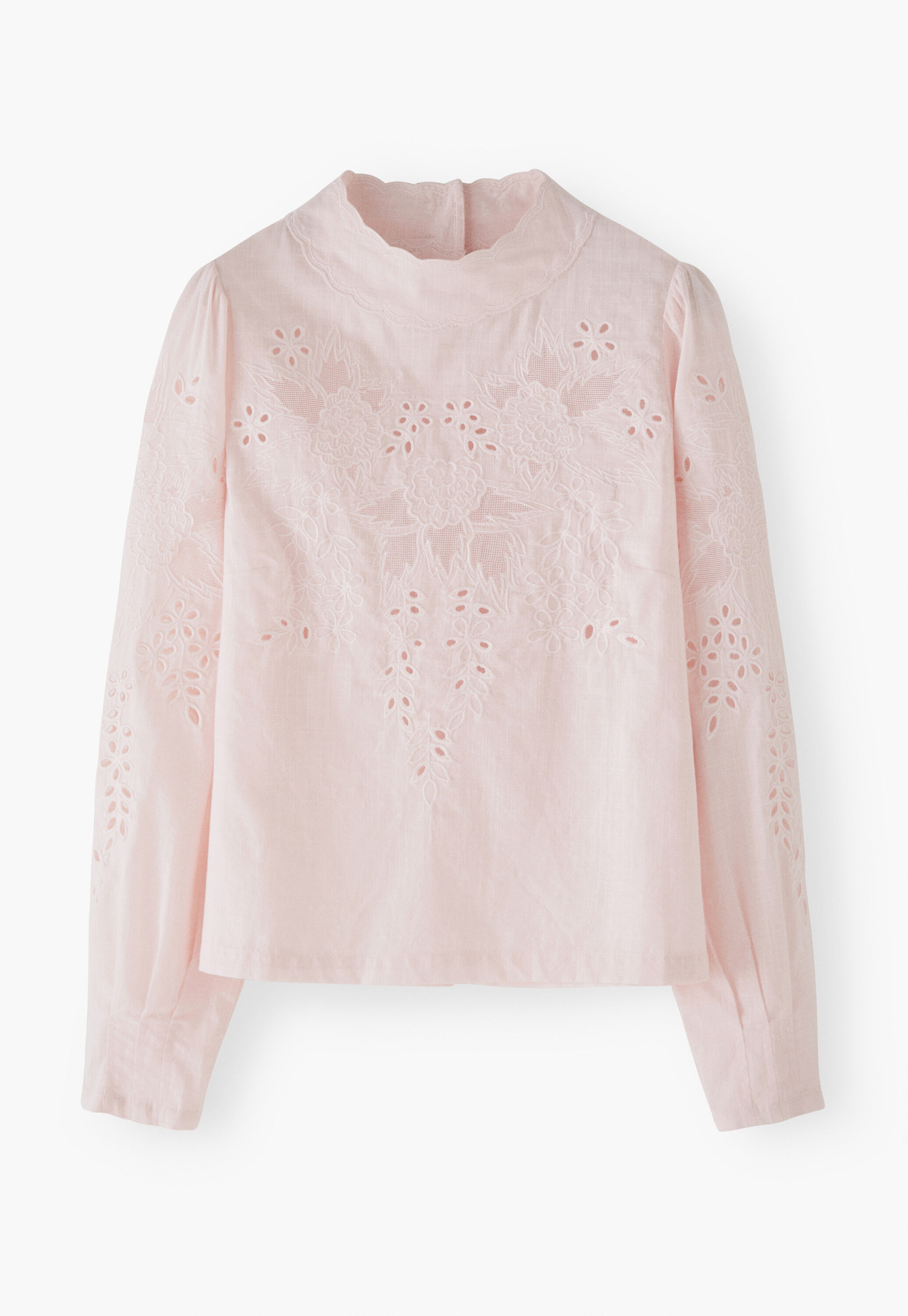 Bestickte Bluse, Pastellrosa, large