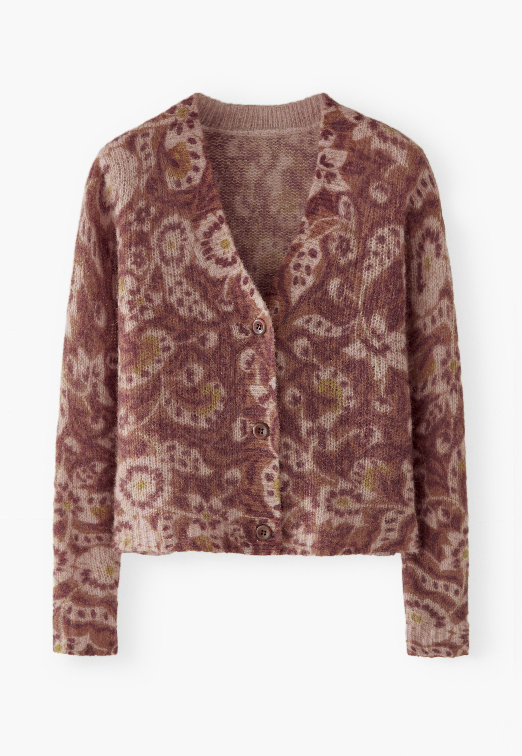 Bedruckter Cardigan, Ingwerbraun, large