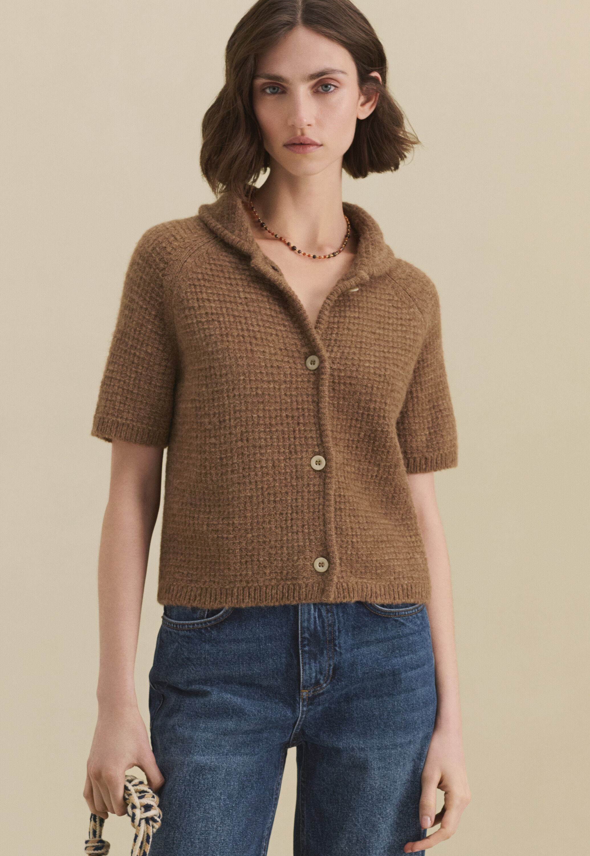 Cardigan mit Waffelmuster