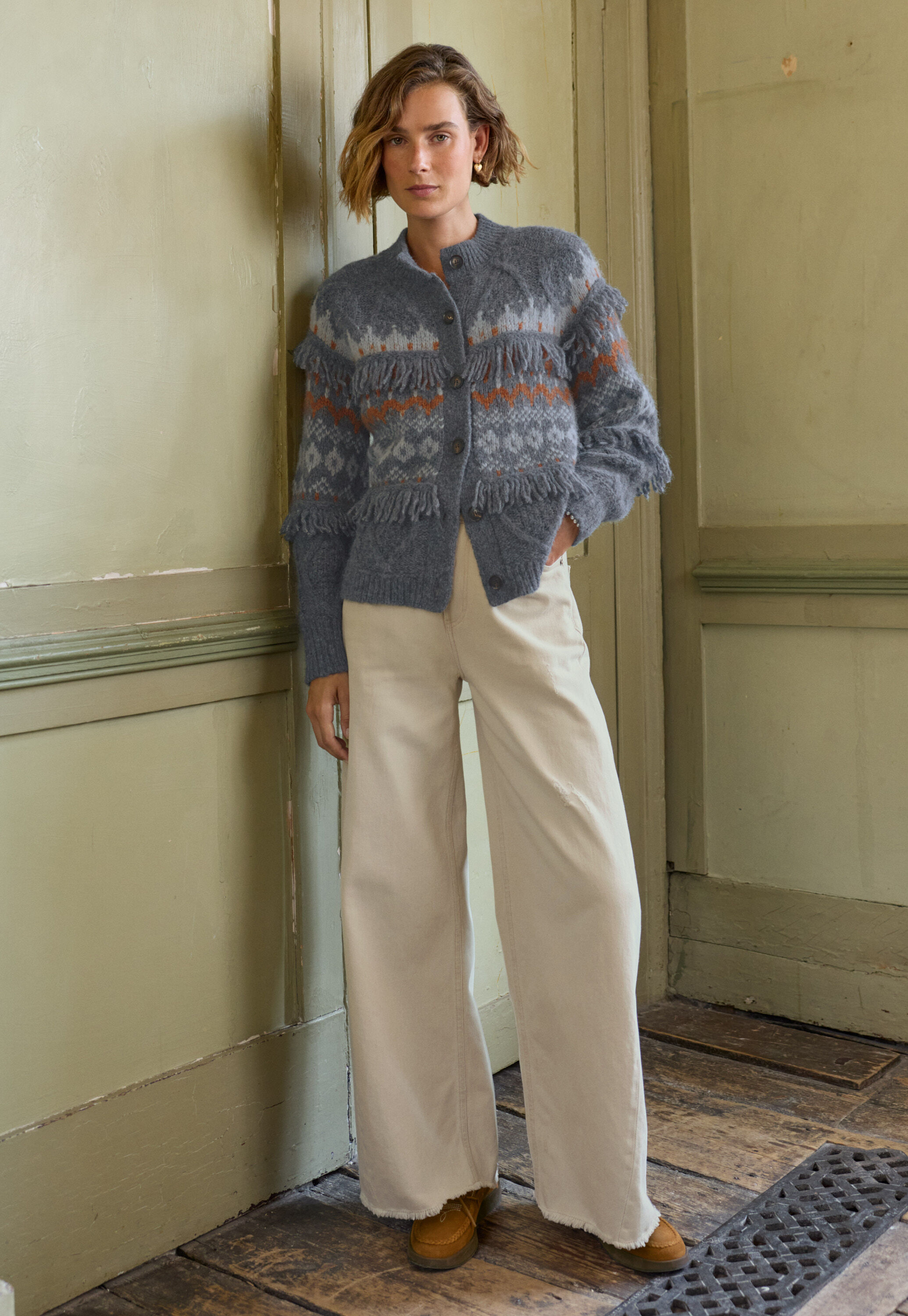 Cardigan mit Zopfmuster