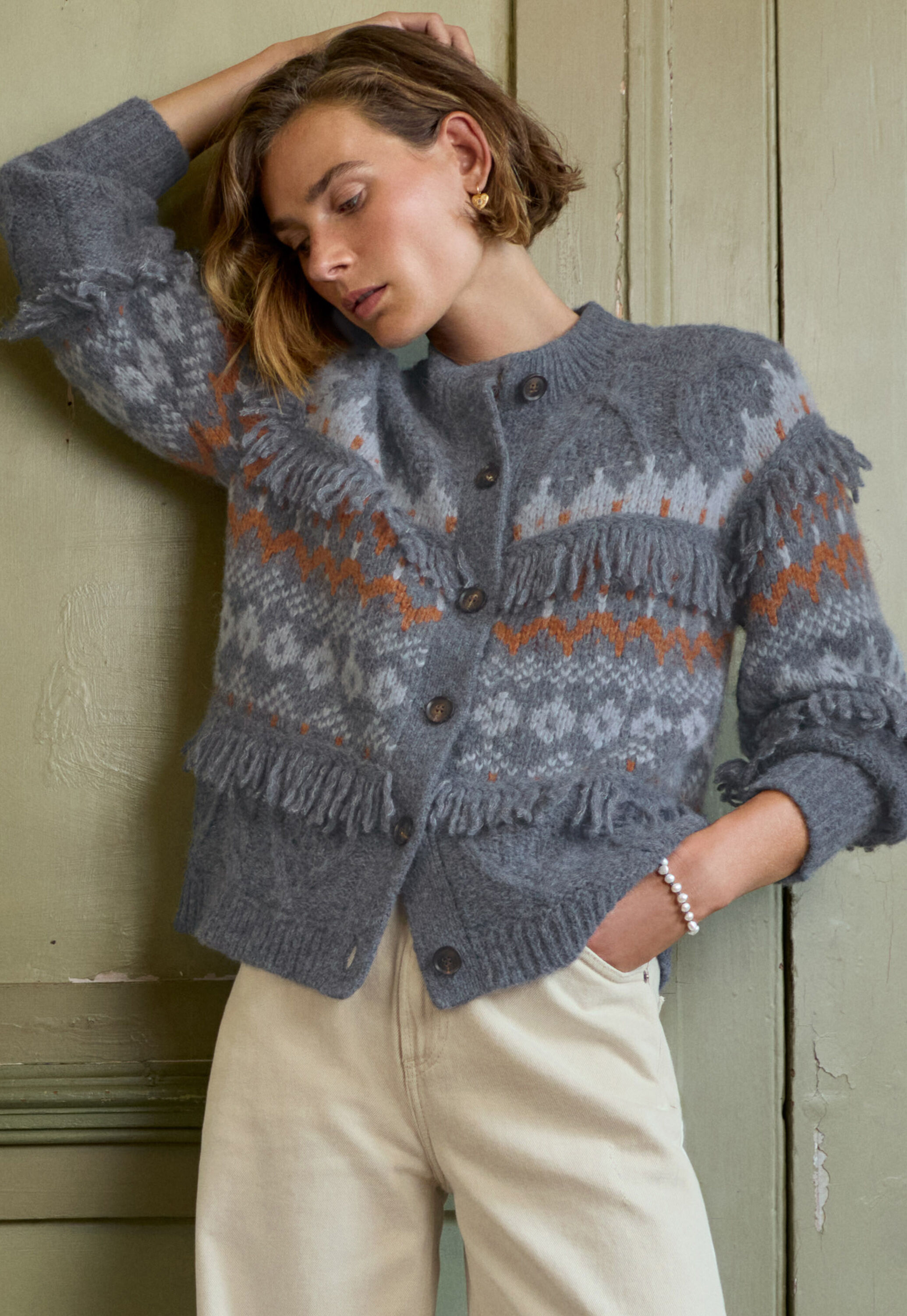 Cardigan mit Zopfmuster