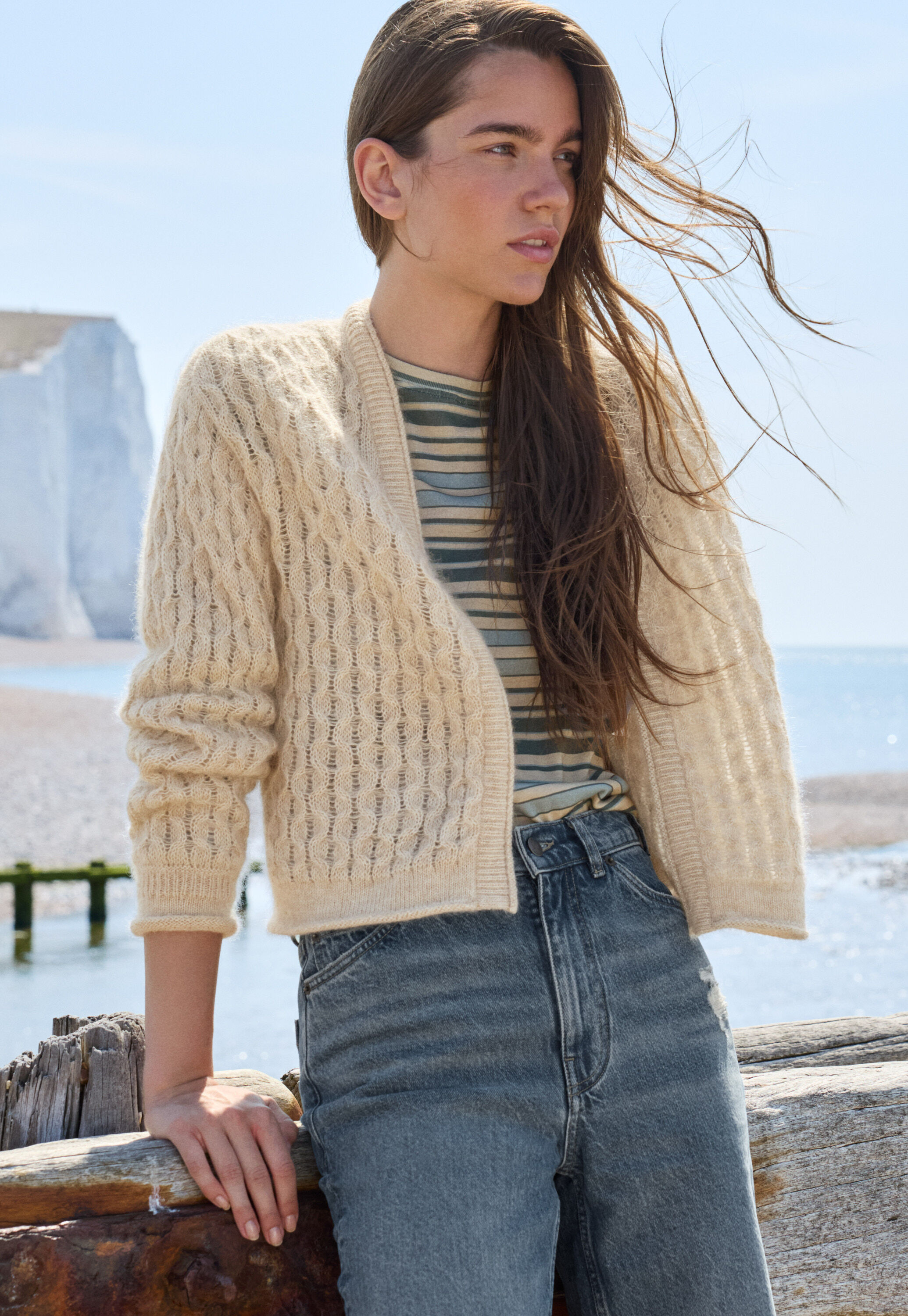 Cardigan mit Zopfmuster