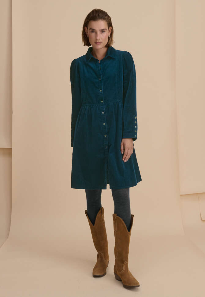 Durchgekn&ouml;pftes Kleid, Petrol, completeTheLook