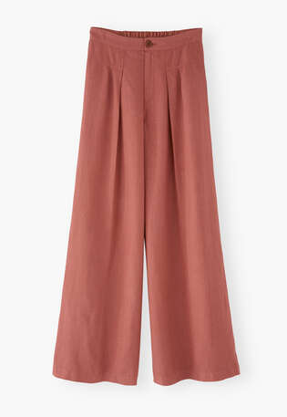 Hose mit Falten, Terrakotta, webstill