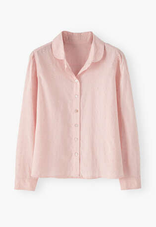 Broderie-Bluse, Zartes Rosa, webstill