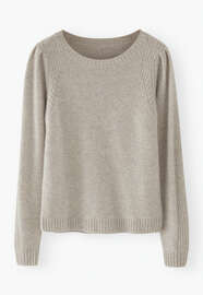 Pullover mit Puff&auml;rmeln, Kiesel, webstill