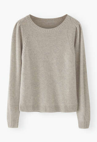 Pullover mit Puff&auml;rmeln, Kiesel, webstill