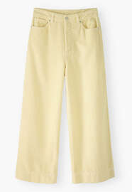 K&uuml;rzer geschnittene Hose mit weitem Bein, Pastell-Zitrone, webstill