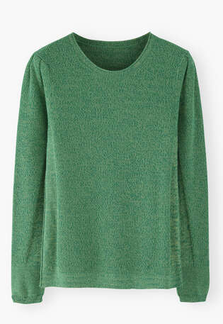 Gesprenkelter Pullover, Smaragd/Salbei, webstill