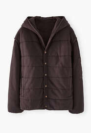Gesteppte Jacke, Espresso, webstill