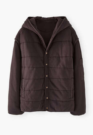 Gesteppte Jacke, Espresso, webstill