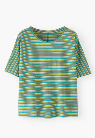 Gestreiftes T-Shirt, Lorbeer/Limette, webstill