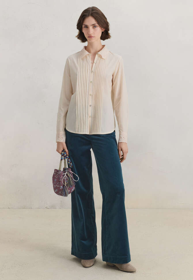 Bluse mit Biesen, Perle, completeTheLook