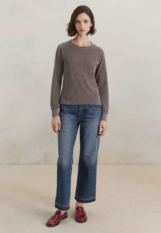 Velours-Oberteil, Rauchgrau, completeTheLook