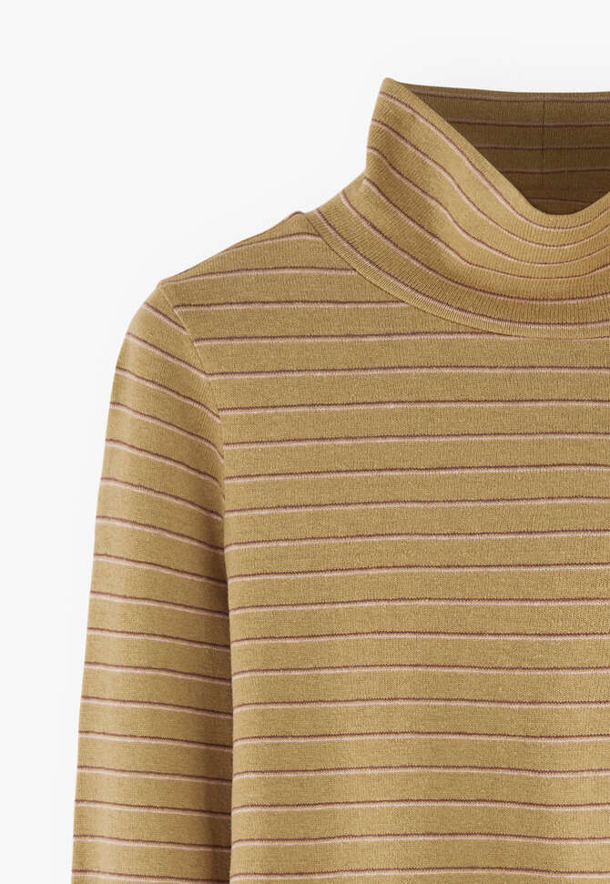 Gestreifter Rollkragenpullover, Sand/Ros&eacute;, completeTheLook