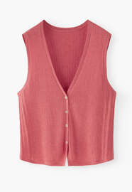 &Auml;rmelloser Pullover, Wassermelonenrosa, webstill