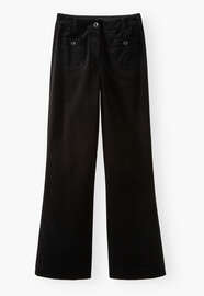 Samthose mit weitem Bein, Schwarz, webstill