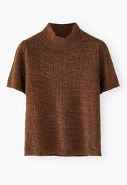 Pointelle-Pullover, Schokolade, webstill