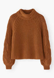 Pullover mit Zopfmuster, Gebranntes Orange, webstill