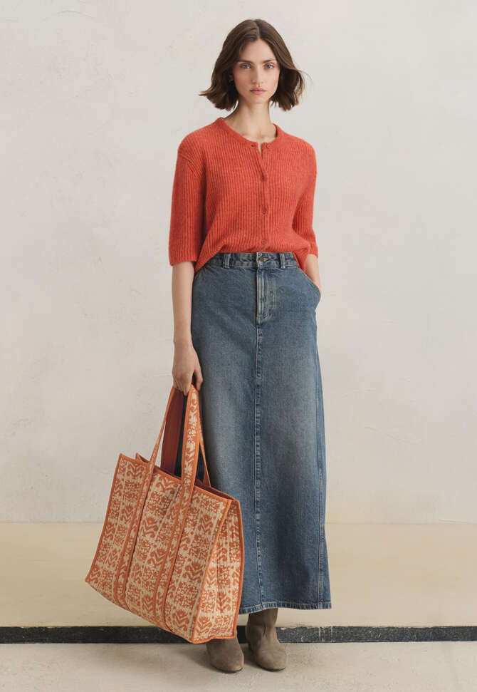 Kurz&auml;rmeliger Cardigan, Koralle, completeTheLook