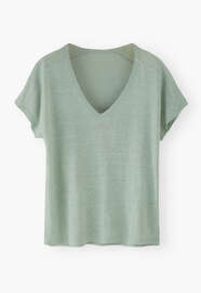 V-Ausschnitt-T-Shirt, Meerschaum, webstill