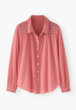 Bluse mit Kr&auml;useldetail, Rouge, webstill