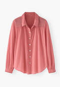 Bluse mit Kr&auml;useldetail, Rouge, webstill