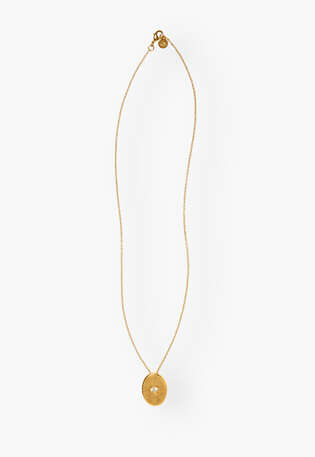 Halskette mit ovalem Anh&auml;nger, Gold, webstill