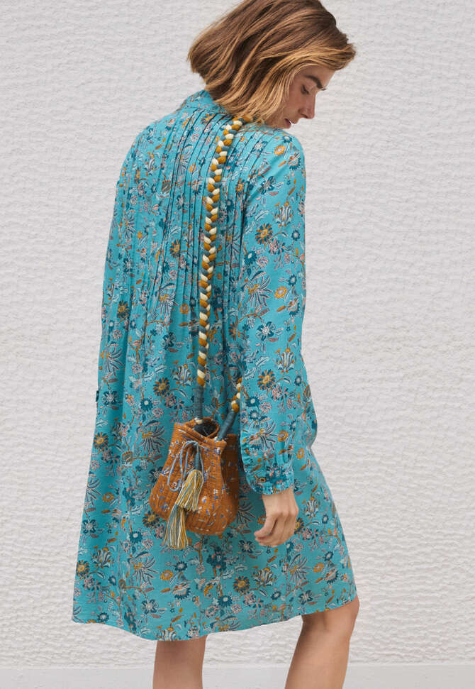 Bedrucktes Hemdblusenkleid, Aqua, completeTheLook