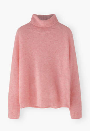 Rollkragenpullover, Rose, webstill