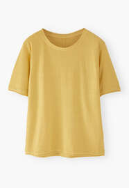 Kastiges T-Shirt, Zitrone, webstill