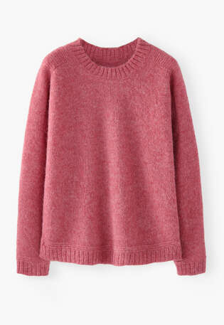Strickpullover, Zartes Erdbeerrot, webstill