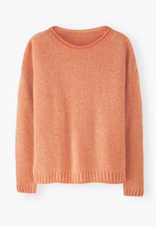Plattierter Pullover, Koralle, webstill