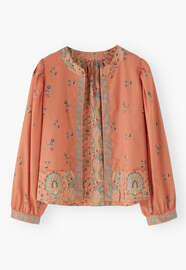 Bedruckte Wendejacke, Orange/Koralle, webstill